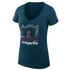 Los Angeles Angels G-III 4Her by Carl Banks Women's Super-Slim Fit Lightweight Collage Team Graphic V-Neck T-Shirt Near Me