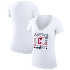Cleveland Guardians G-III 4Her by Carl Banks Women's Super-Slim Fit Lightweight Collage Team Graphic V-Neck T-Shirt Clearance