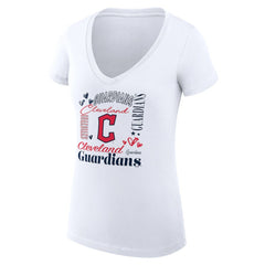 Cleveland Guardians G-III 4Her by Carl Banks Women's Super-Slim Fit Lightweight Collage Team Graphic V-Neck T-Shirt Clearance