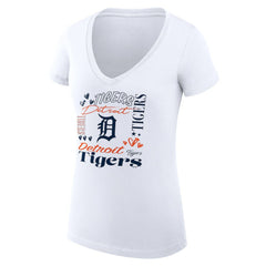 Detroit Tigers G-III 4Her by Carl Banks Women's Super-Slim Fit Lightweight Collage Team Graphic V-Neck T-Shirt discount