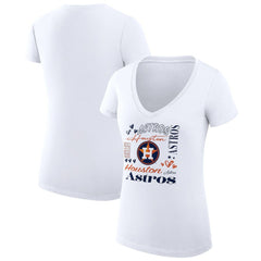Houston Astros G-III 4Her by Carl Banks Women's Super-Slim Fit Lightweight Collage Team Graphic V-Neck T-Shirt Sale