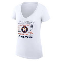Houston Astros G-III 4Her by Carl Banks Women's Super-Slim Fit Lightweight Collage Team Graphic V-Neck T-Shirt Sale