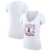 Los Angeles Angels G-III 4Her by Carl Banks Women's Super-Slim Fit Lightweight Collage Team Graphic V-Neck T-Shirt Near Me