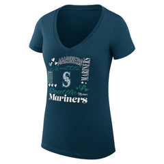 Seattle Mariners G-III 4Her by Carl Banks Women's Super-Slim Fit Lightweight Collage Team Graphic V-Neck T-Shirt On Sale