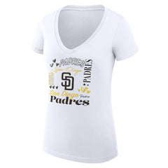 San Diego Padres G-III 4Her by Carl Banks Women's Super-Slim Fit Lightweight Collage Team Graphic V-Neck T-Shirt Clearance