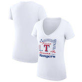 Texas Rangers G-III 4Her by Carl Banks Women's Super-Slim Fit Lightweight Collage Team Graphic V-Neck T-Shirt On Sale