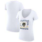 Milwaukee Brewers G-III 4Her by Carl Banks Women's Super-Slim Fit Lightweight Collage Team Graphic V-Neck T-Shirt On Sale