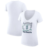 Seattle Mariners G-III 4Her by Carl Banks Women's Super-Slim Fit Lightweight Collage Team Graphic V-Neck T-Shirt On Sale