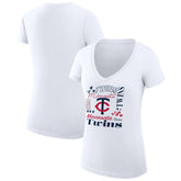Minnesota Twins G-III 4Her by Carl Banks Women's Super-Slim Fit Lightweight Collage Team Graphic V-Neck T-Shirt Clearance
