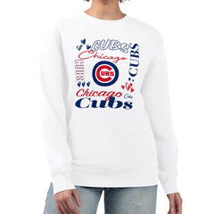 Chicago Cubs G-III 4Her by Carl Banks Women's Collage Team Graphic Fleece Pullover Hoodie On Sale