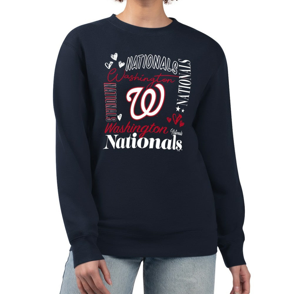 Washington Nationals G-III 4Her by Carl Banks Women's Collage Team Graphic Fleece Pullover Hoodie discount