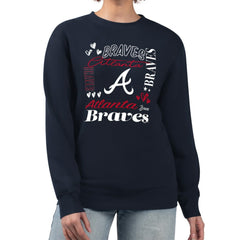 Atlanta Braves G-III 4Her by Carl Banks Women's Collage Team Graphic Fleece Pullover Hoodie Clearance