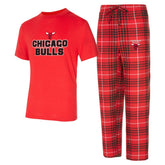 NBA - Chicago Bulls Concepts Sport Vector Top & Flannel Pants Sleep Set - Red/Black