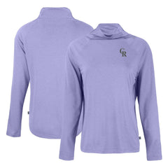 Colorado Rockies Cutter & Buck Women's Coastline Epic Comfort Eco Recycled Funnel Neck Raglan Pullover Top Sale
