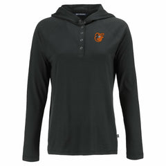 Baltimore Orioles Cutter & Buck Women's Coastline Epic Comfort Eco Recycled Hoodie Raglan Long Sleeve T-Shirt for sale