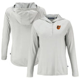 Baltimore Orioles Cutter & Buck Women's Coastline Epic Comfort Eco Recycled Hoodie Raglan Long Sleeve T-Shirt Clearance