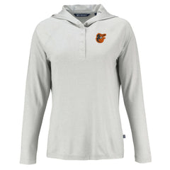 Baltimore Orioles Cutter & Buck Women's Coastline Epic Comfort Eco Recycled Hoodie Raglan Long Sleeve T-Shirt Clearance