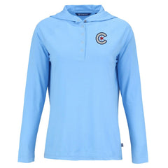 Chicago Cubs Cutter & Buck Women's City Connect Coastline Epic Comfort Eco Recycled Hoodie Raglan Long Sleeve T-Shirt for sale