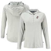 Cincinnati Reds Cutter & Buck Women's Cooperstown Collection Coastline Epic Comfort Eco Recycled Hoodie Raglan Long Sleeve T-Shirt Lifestyle