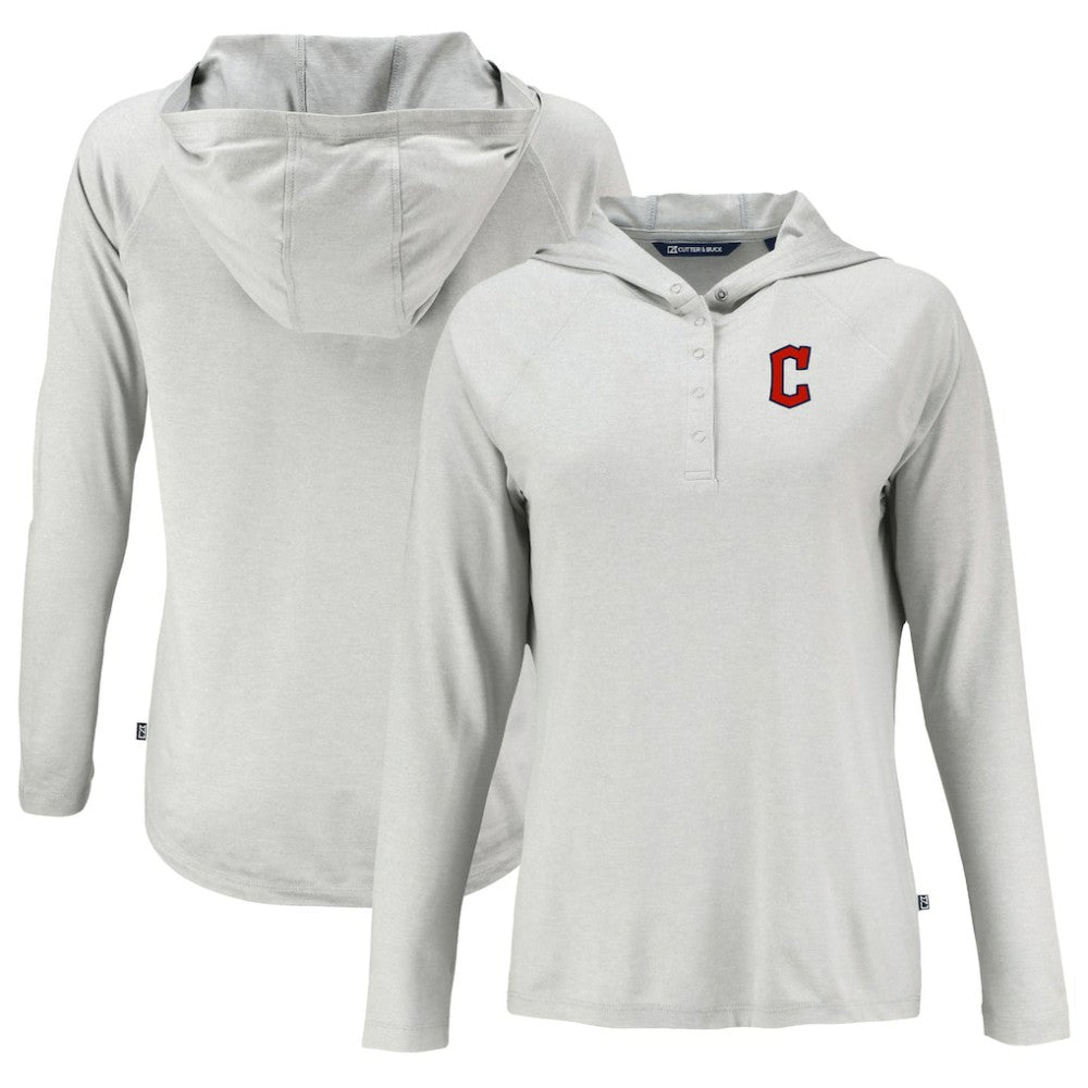 Cleveland Guardians Cutter & Buck Women's Coastline Epic Comfort Eco Recycled Hoodie Raglan Long Sleeve T-Shirt On Sale