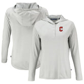 Cleveland Guardians Cutter & Buck Women's Coastline Epic Comfort Eco Recycled Hoodie Raglan Long Sleeve T-Shirt On Sale