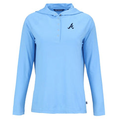 Atlanta Braves Cutter & Buck Women's Coastline Epic Comfort Eco Recycled Hoodie Raglan Long Sleeve T-Shirt discount