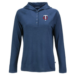 Minnesota Twins Cutter & Buck Women's Coastline Epic Comfort Eco Recycled Hoodie Raglan Long Sleeve T-Shirt Sale