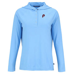 Philadelphia Phillies Cutter & Buck Women's Cooperstown Collection Coastline Epic Comfort Eco Recycled Hoodie Raglan Long Sleeve T-Shirt Lifestyle