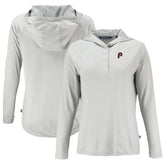Philadelphia Phillies Cutter & Buck Women's Cooperstown Collection Coastline Epic Comfort Eco Recycled Hoodie Raglan Long Sleeve T-Shirt On Sale