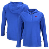 Philadelphia Phillies Cutter & Buck Women's Coastline Epic Comfort Eco Recycled Hoodie Raglan Long Sleeve T-Shirt Lifestyle