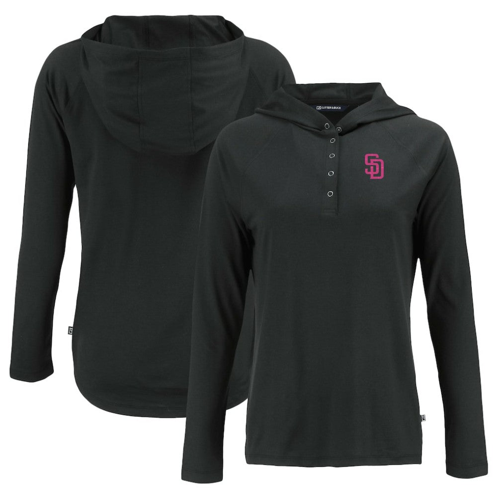 San Diego Padres Cutter & Buck Women's City Connect Coastline Epic Comfort Eco Recycled Hoodie Raglan Long Sleeve T-Shirt discount