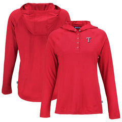 Texas Rangers Cutter & Buck Women's Coastline Epic Comfort Eco Recycled Hoodie Raglan Long Sleeve T-Shirt On Sale