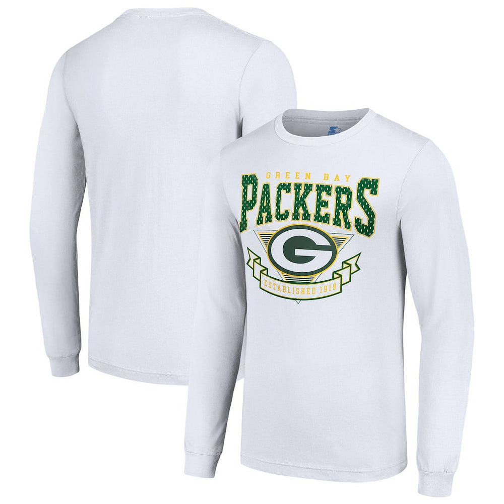 Green Bay Packers Starter '80s Inspired Team Logo Long Sleeve T-Shirt White - NFL