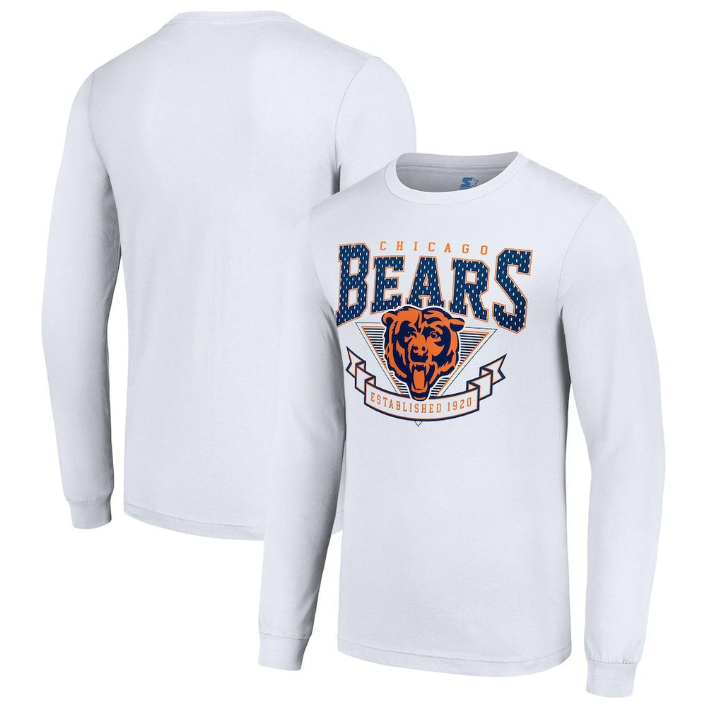 Chicago Bears Starter '80s Inspired Team Logo Long Sleeve T-Shirt White - NFL