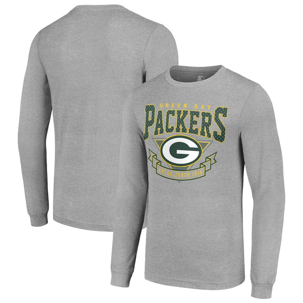 Green Bay Packers Starter '80s Inspired Team Logo Long Sleeve T-Shirt Heather Gray - NFL