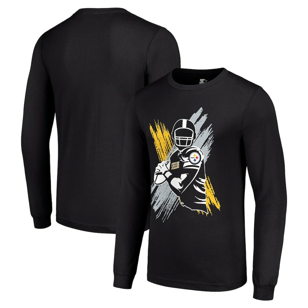 Pittsburgh Steelers Starter Player X Logo Graphic Long Sleeve T-Shirt Black - NFL