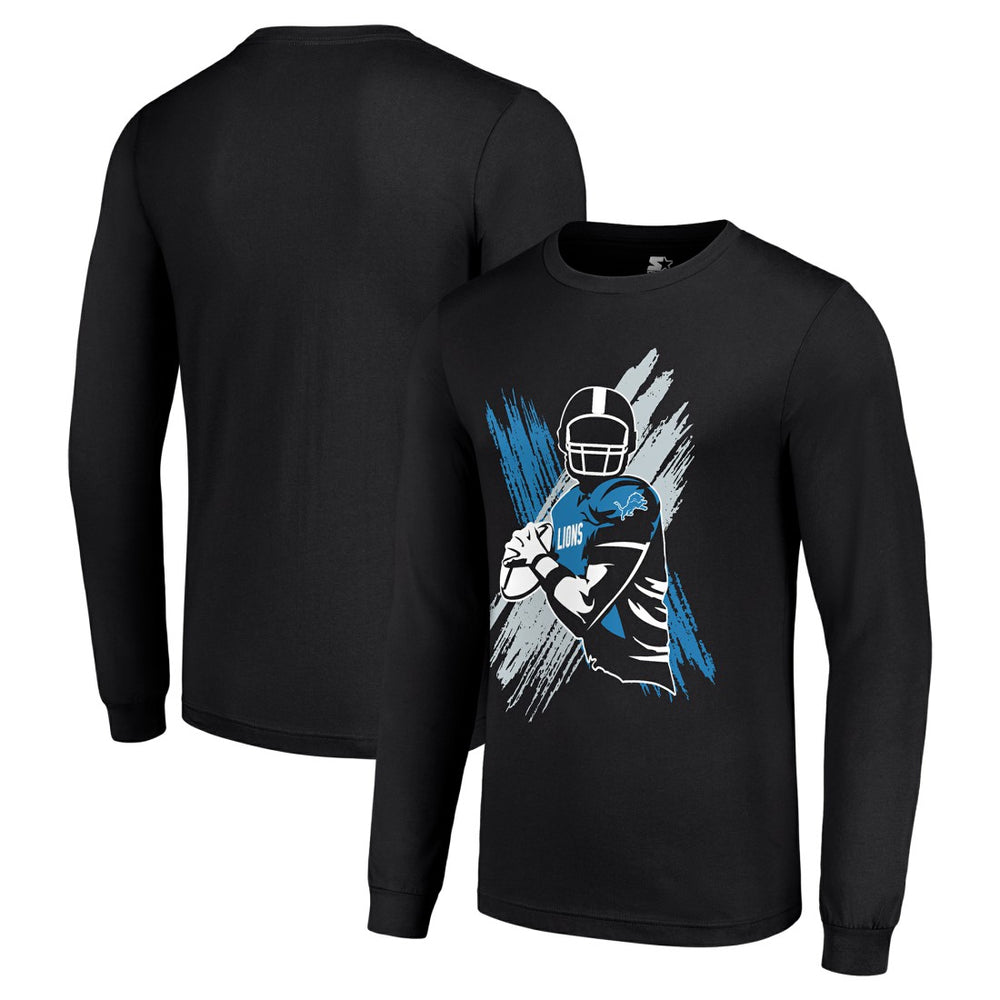Detroit Lions Starter Player X Logo Graphic Long Sleeve T-Shirt Black - NFL
