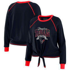 Houston Texans WEAR by Erin Andrews Women's Tie-Front Long Sleeve Top Navy/Red - NFL