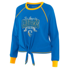 Los Angeles Chargers WEAR by Erin Andrews Women's Tie-Front Long Sleeve Top Powder Blue/Yellow - NFL