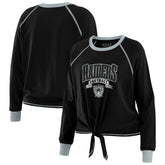 Las Vegas Raiders WEAR by Erin Andrews Women's Tie-Front Long Sleeve Top Black/Gray - NFL