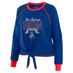 New England Patriots WEAR by Erin Andrews Women's Tie-Front Long Sleeve Top Royal/Red - NFL