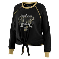 New Orleans Saints WEAR by Erin Andrews Women's Tie-Front Long Sleeve Top Black/Gold - NFL