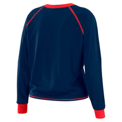 New York Giants WEAR by Erin Andrews Women's Tie-Front Long Sleeve Top Navy/Red - NFL