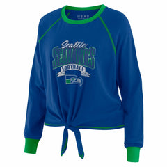 Seattle Seahawks WEAR by Erin Andrews Women's Tie-Front Long Sleeve Top Royal/Green - NFL