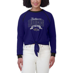 Baltimore Ravens WEAR by Erin Andrews Women's Tie-Front Long Sleeve Top Purple/Black - NFL