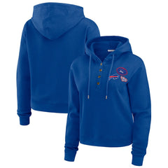 Buffalo Bills WEAR by Erin Andrews Women's Waffle Hoodie Pullover Top Royal - NFL
