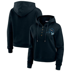 Carolina Panthers WEAR by Erin Andrews Women's Waffle Hoodie Pullover Top Navy - NFL