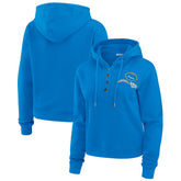 Los Angeles Chargers WEAR by Erin Andrews Women's Waffle Hoodie Pullover Top Powder Blue - NFL