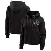 Las Vegas Raiders WEAR by Erin Andrews Women's Waffle Hoodie Pullover Top Black - NFL