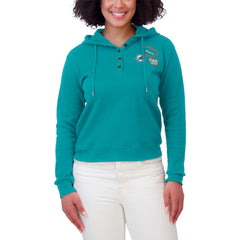 Miami Dolphins WEAR by Erin Andrews Women's Waffle Hoodie Pullover Top Aqua - NFL